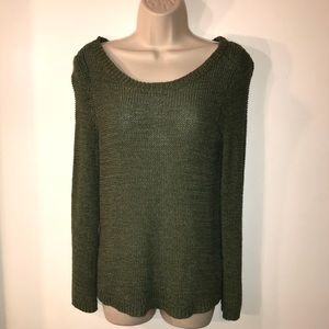 Long Sleeve, Dark Green, Knit Sweater